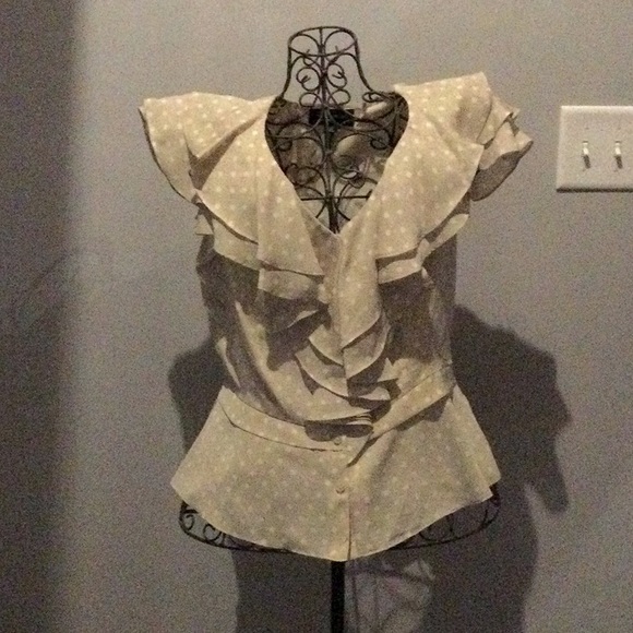 Jones New York cream blouse with white poke a dots - Picture 1 of 1